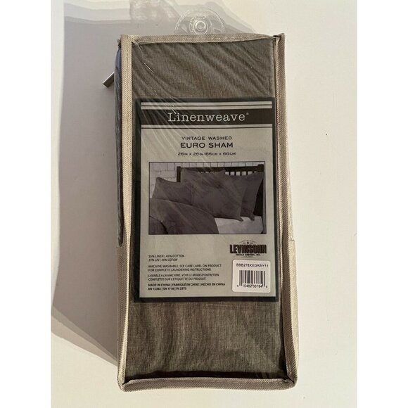 LinenWeave Vintage Washed European Euro Pillow Tailored Sham 26" x 26" Gray NEW - Picture 4 of 5